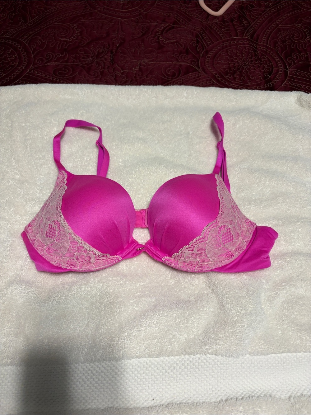 Victoria's Secret Hot Pink Lace-Accent Push-Up Bra